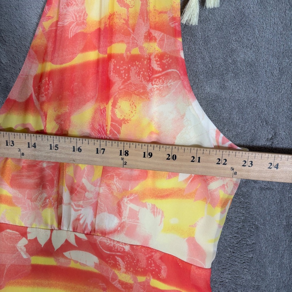 Lane Bryant Womens 18 Floral Handkerchief Hem Maxi Dress Orange Yellow Tassels - Picture 13 of 15